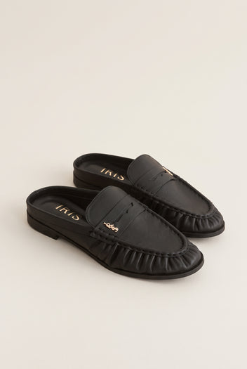 Φλατ Mules Penny Loafer - Μαύρο Ματ