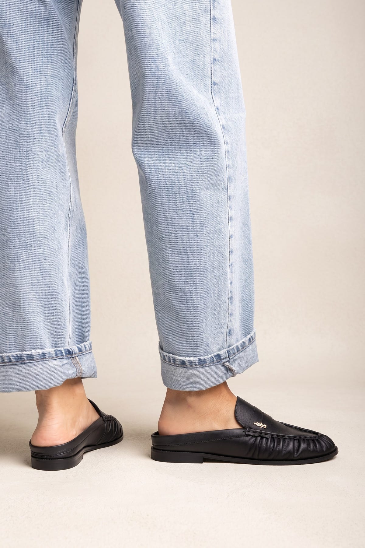 Φλατ Mules Penny Loafer - Μαύρο Ματ