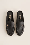 Flat Mules Penny Loafer - Black Matte