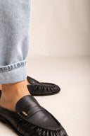 Φλατ Mules Penny Loafer - Μαύρο Ματ