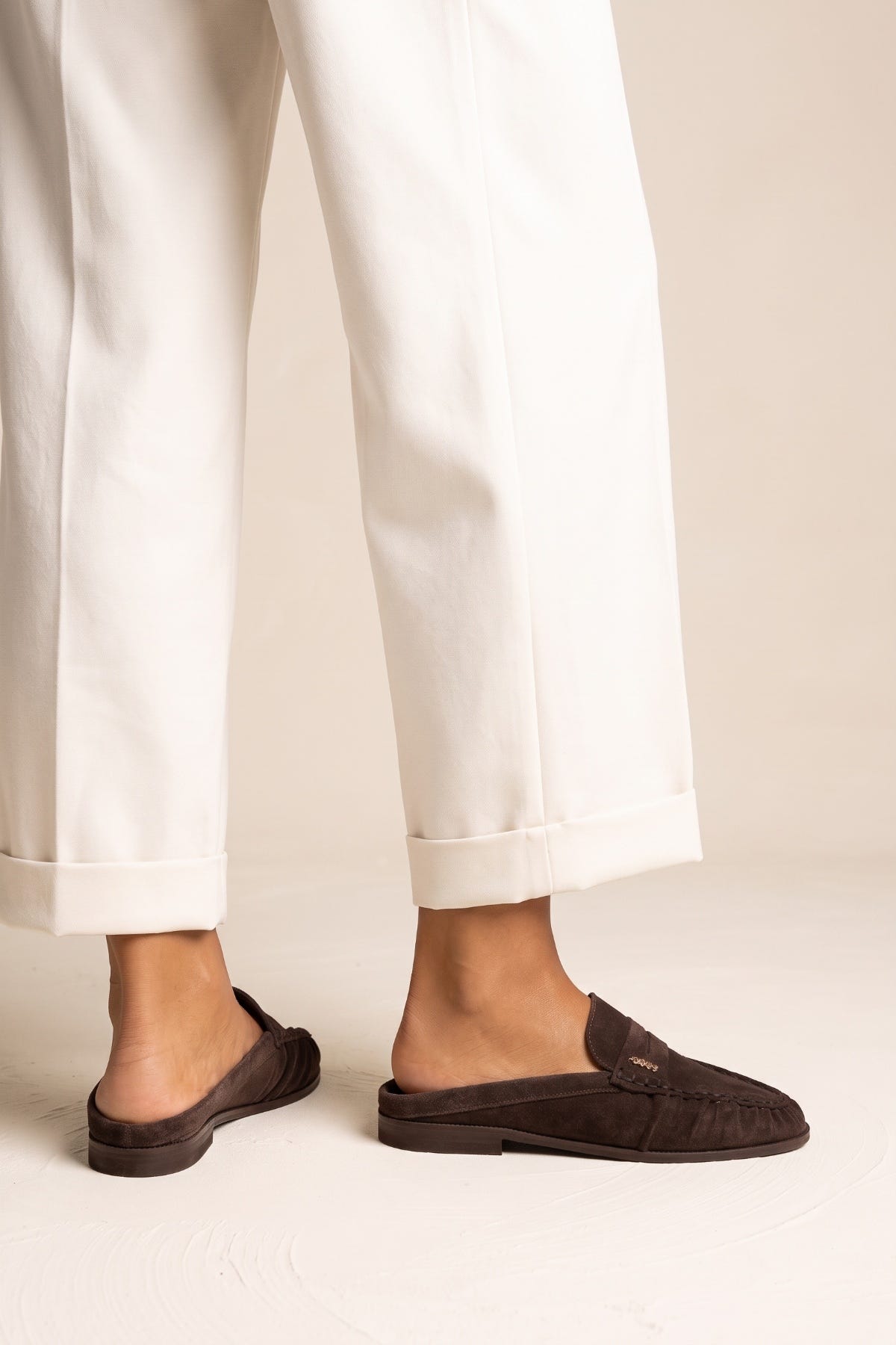 Mules Penny Loafer - Brown Suede