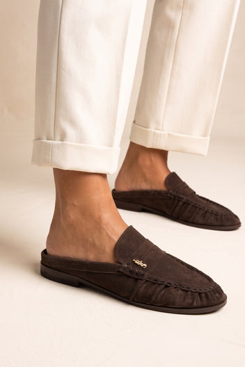 Mules Penny Loafer - Brown Suede