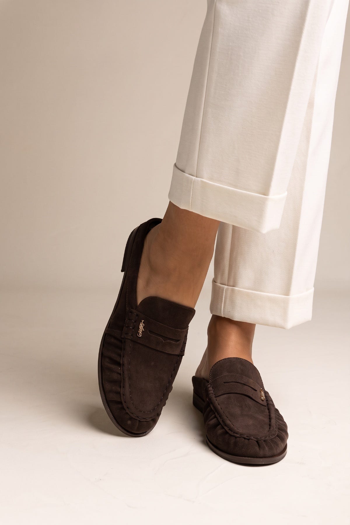 Mules Penny Loafer - Brown Suede
