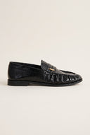 Flat Loafers Pleated Detail - Black Patent