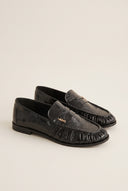 Flat Loafers Pleated Detail - Black Patent