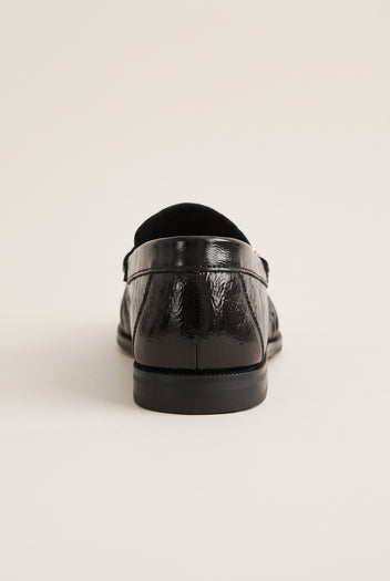 Flat Loafers Pleated Detail - Black Patent