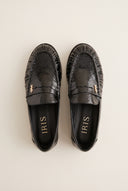 Flat Loafers Pleated Detail - Black Patent