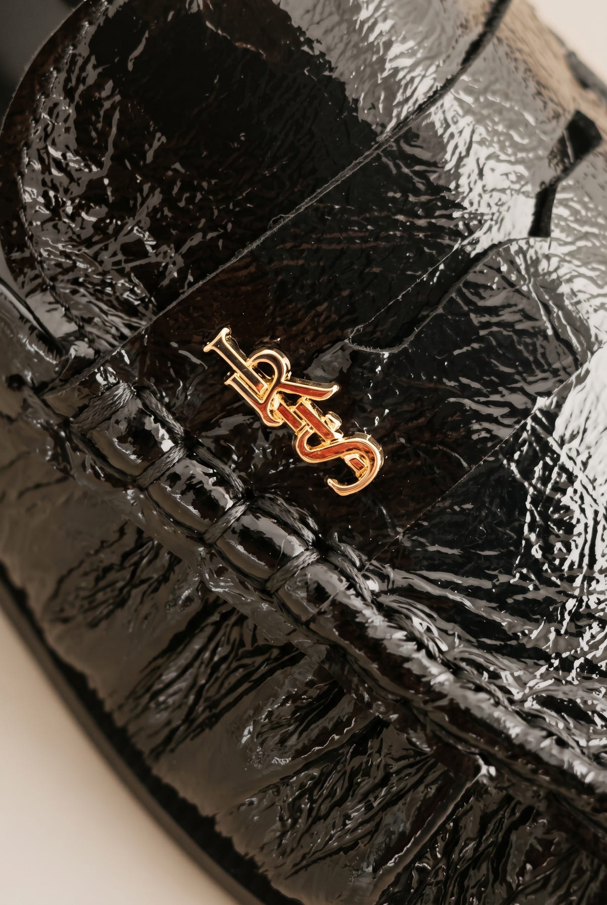 Flat Loafers Pleated Detail - Black Patent