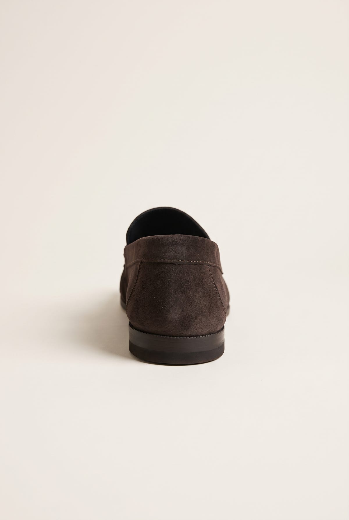 Flat Loafers Pleated Detail  - Brown Suede
