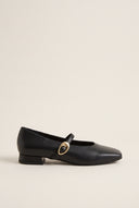 Mary Jane Flats Square Toe - Black Matte