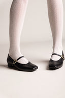 Mary Jane Flats Square Toe - Black Matte