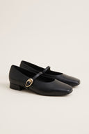 Mary Jane Flats Square Toe - Black Matte