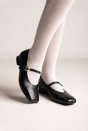 Mary Jane Flats Square Toe - Black Matte
