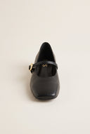 Mary Jane Flats Square Toe - Black Matte