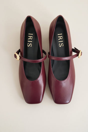 Mary Jane Flats Square Toe - Bordeaux Matte
