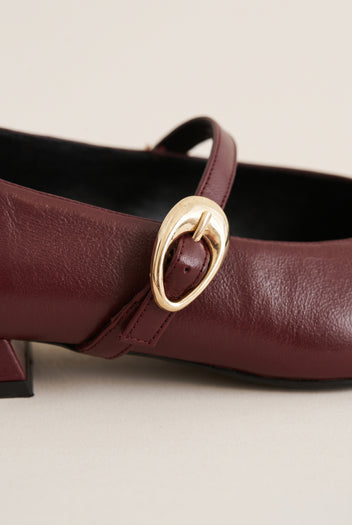 Mary Jane Flats Square Toe - Bordeaux Matte