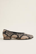 Ballet Flats Square Toe - Beige Snake Print