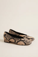 Ballet Flats Square Toe - Beige Snake Print