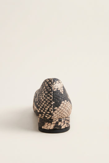 Ballet Flats Square Toe - Beige Snake Print
