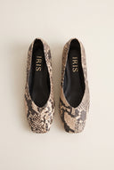 Ballet Flats Square Toe - Beige Snake Print