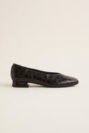 Ballet Flats Square Toe - Black Croc