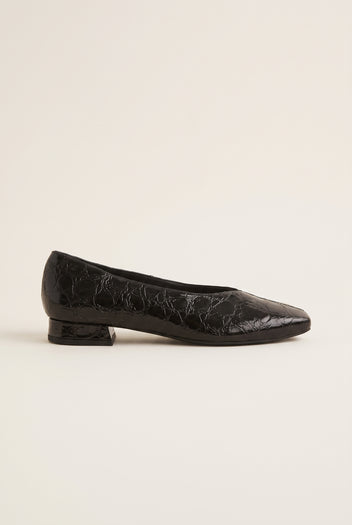 Ballet Flats Square Toe - Black Croc