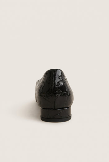 Ballet Flats Square Toe - Black Croc