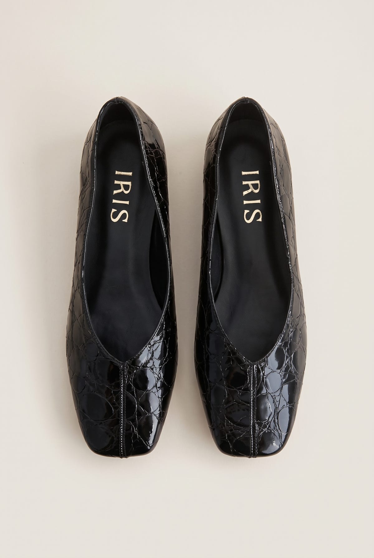 Ballet Flats Square Toe - Black Croc