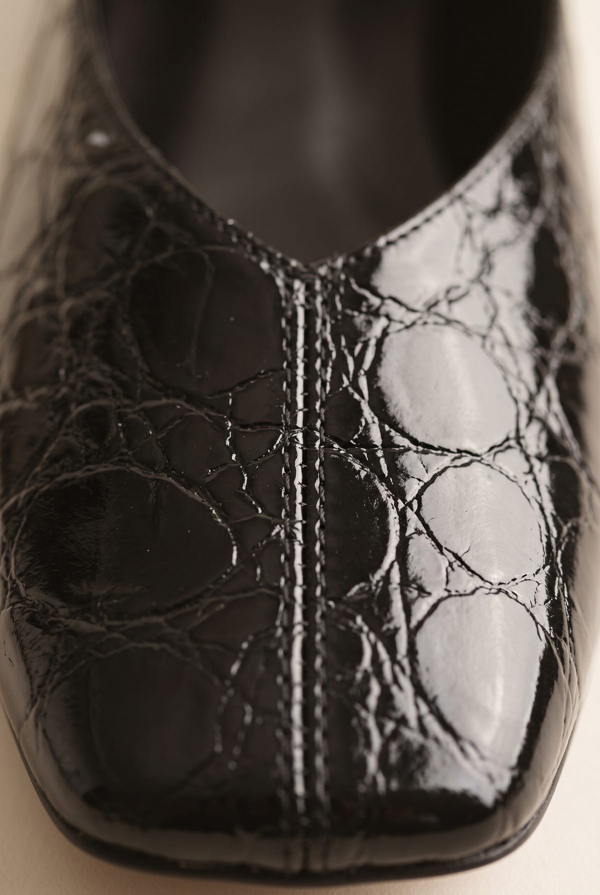 Ballet Flats Square Toe - Black Croc