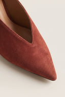 Kitten Heel Mules Pointed Toe - Terracotta suede