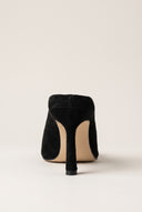Stiletto Heel Mules Peep Toe - Black Suede
