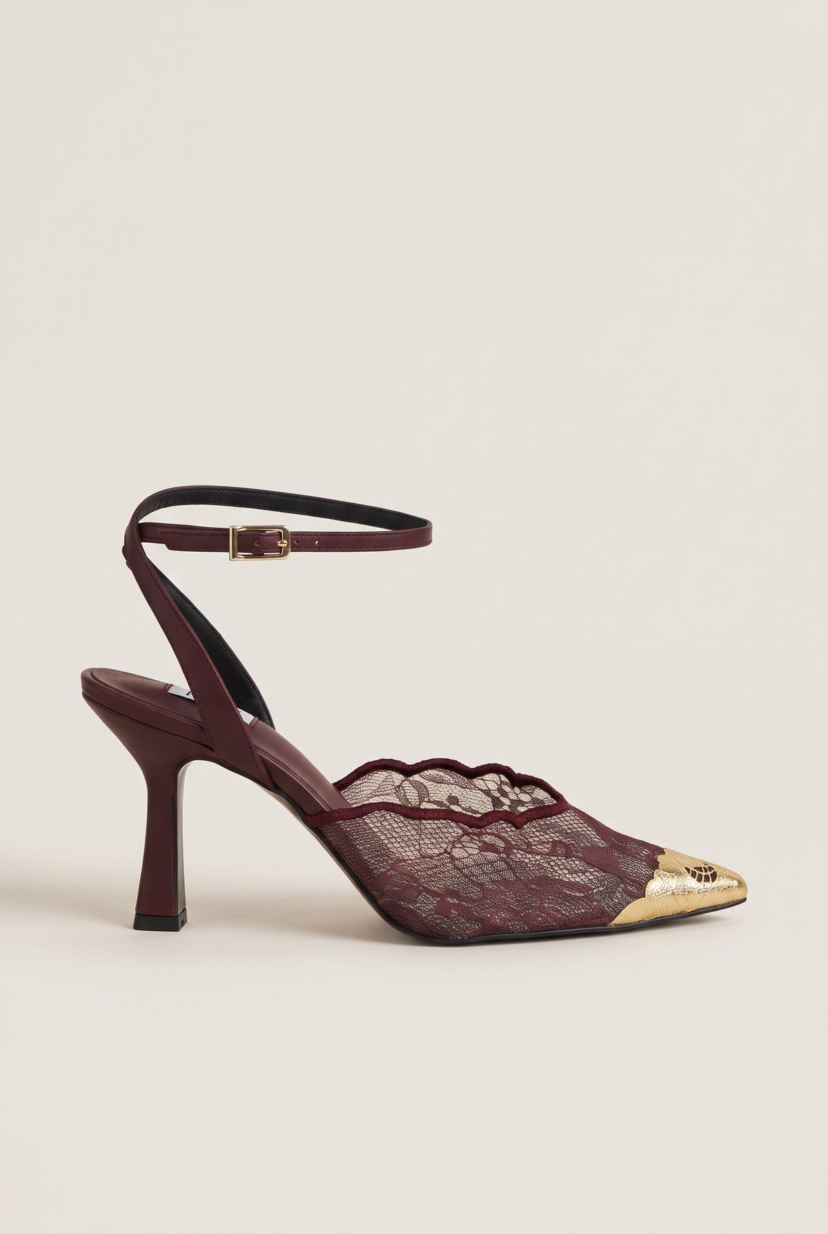 Stiletto Pumps Lace Detail - Bordeaux