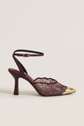 Stiletto Pumps Lace Detail - Bordeaux