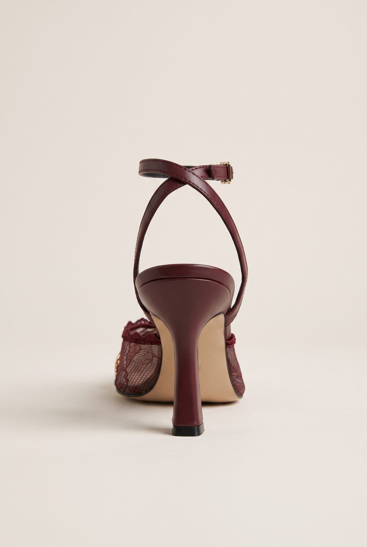 Stiletto Pumps Lace Detail - Bordeaux