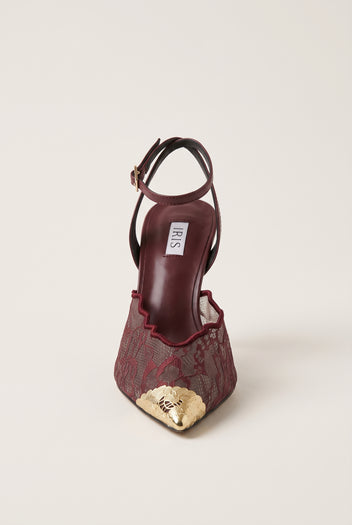 Stiletto Pumps Lace Detail - Bordeaux