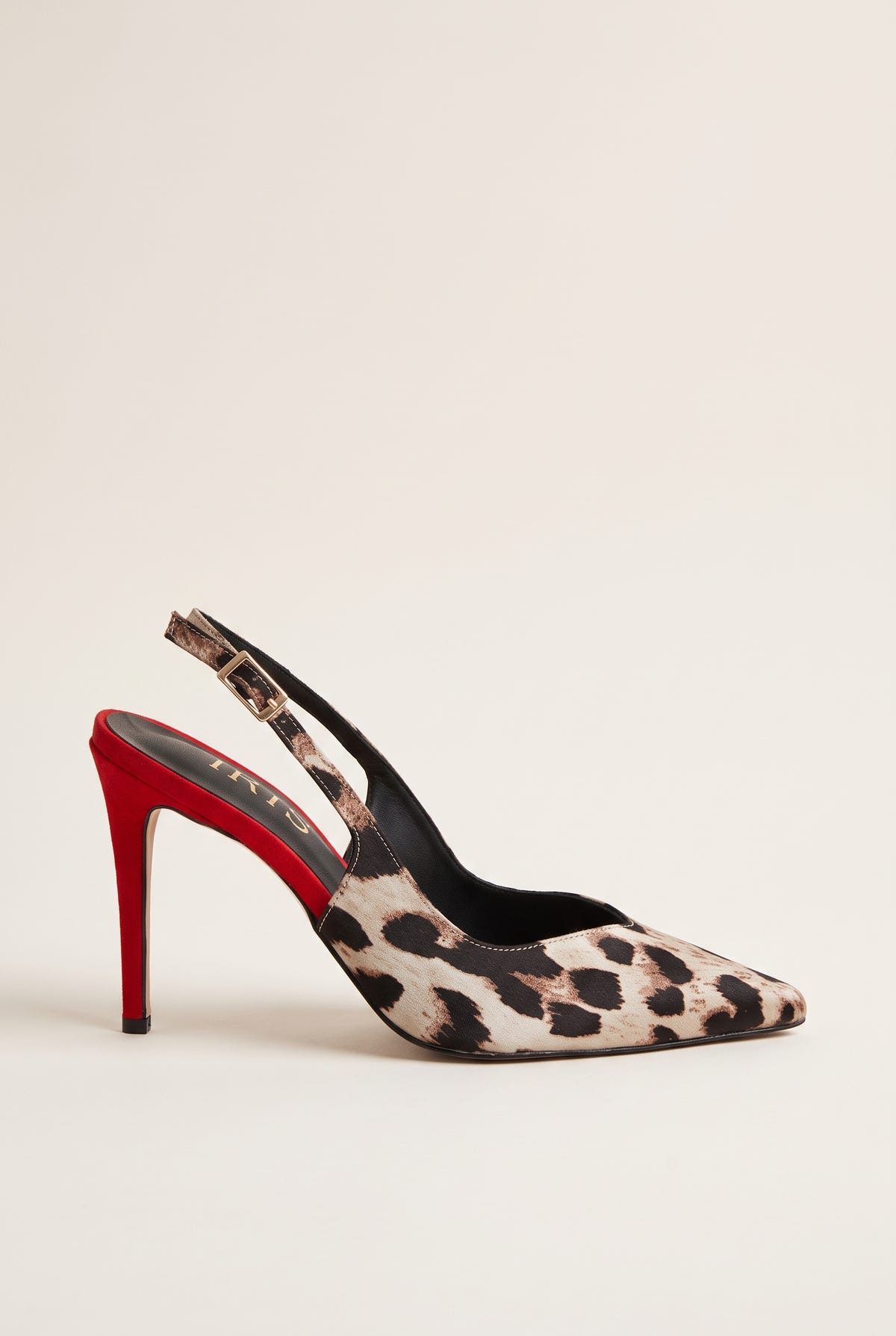 Stiletto Slingback Pumps Pointed Toe - Leopard Satin