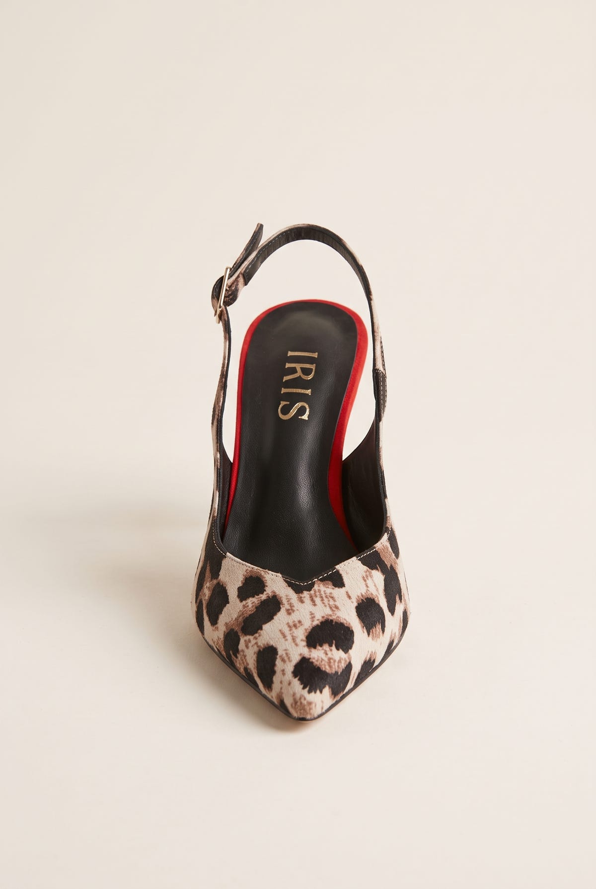 Stiletto Slingback Pumps Pointed Toe - Leopard Satin