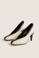 Cone Heel Pumps Square Toe - Beige Matte