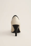 Cone Heel Pumps Square Toe - Beige Matte