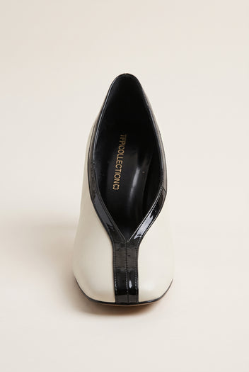 Cone Heel Pumps Square Toe - Beige Matte