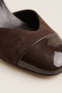 Block Heel Pumps Ankle Strap - Brown Suede