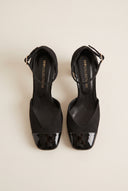 Block Heel Pumps Ankle Strap - Black Suede