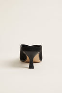 Kitten Heel Mules V Cut - Black Suede