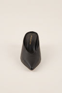 Kitten Heel Mules V Cut - Black Matte
