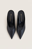 Kitten Heel Mules V Cut - Black Matte