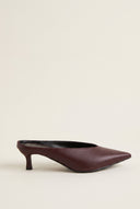 Kitten Heel Mules V Cut - Bordeaux Matte