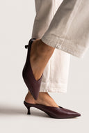 Kitten Heel Mules V Cut - Bordeaux Matte