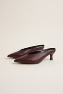 Kitten Heel Mules V Cut - Bordeaux Matte