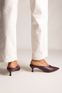 Kitten Heel Mules V Cut - Bordeaux Matte