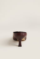 Kitten Heel Mules V Cut - Bordeaux Matte